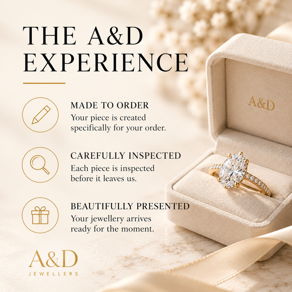 A&D experience card: made to order, carefully inspected, beautifully presented