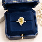 Pear Shaped Yellow Diamond Engagement Ring – Diamond Halo