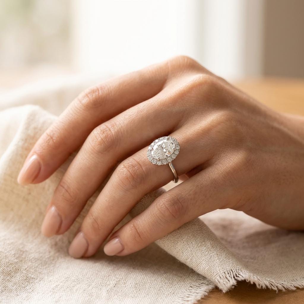 Oval Diamond Halo Engagement Ring
