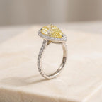 Pear Shaped Yellow Diamond Engagement Ring – Diamond Halo