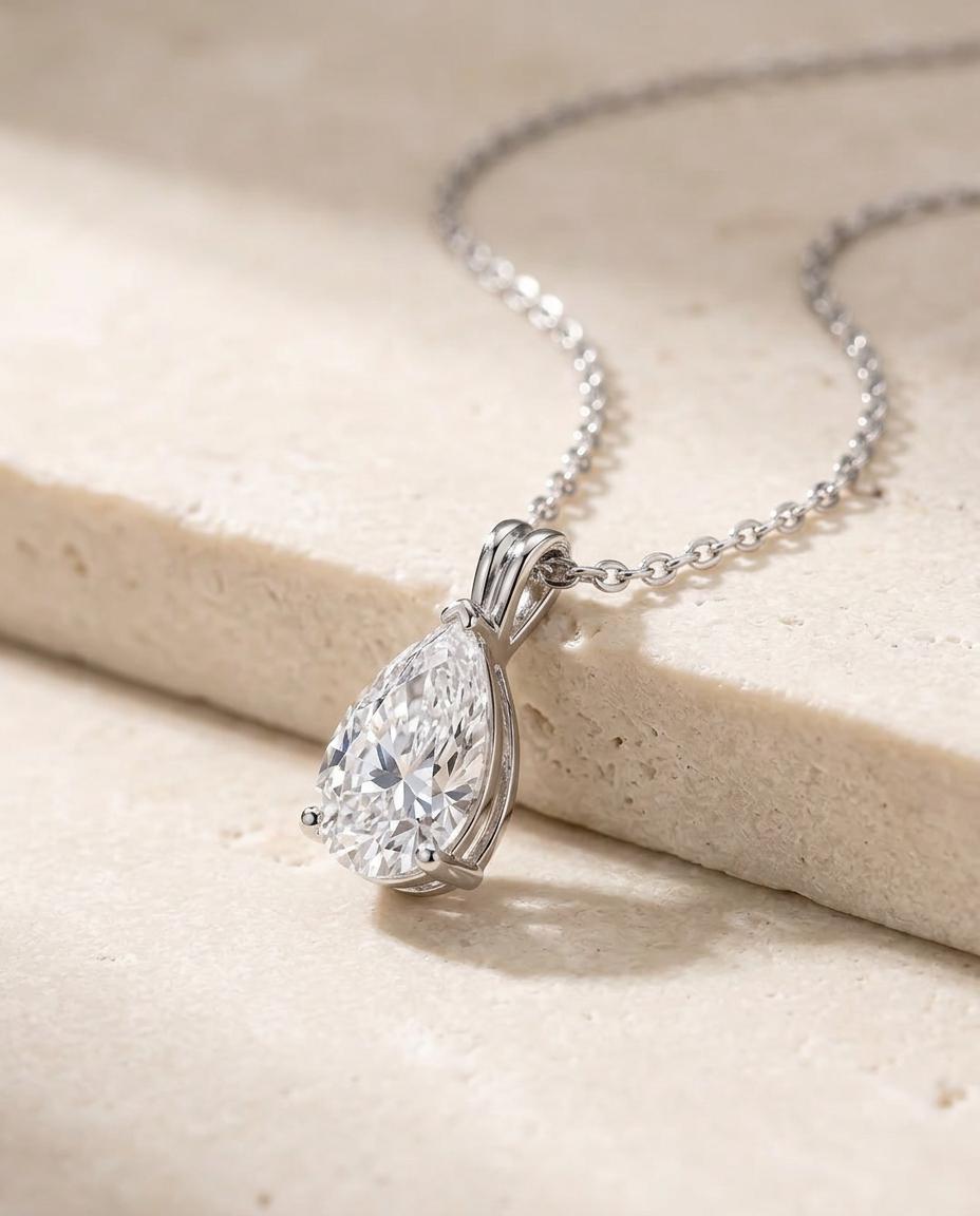 Pear Cut Diamond Pendant Necklace – Solitaire Pendant