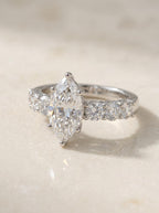 Marquise Lab-Grown Diamond Engagement Ring – Pavé Band
