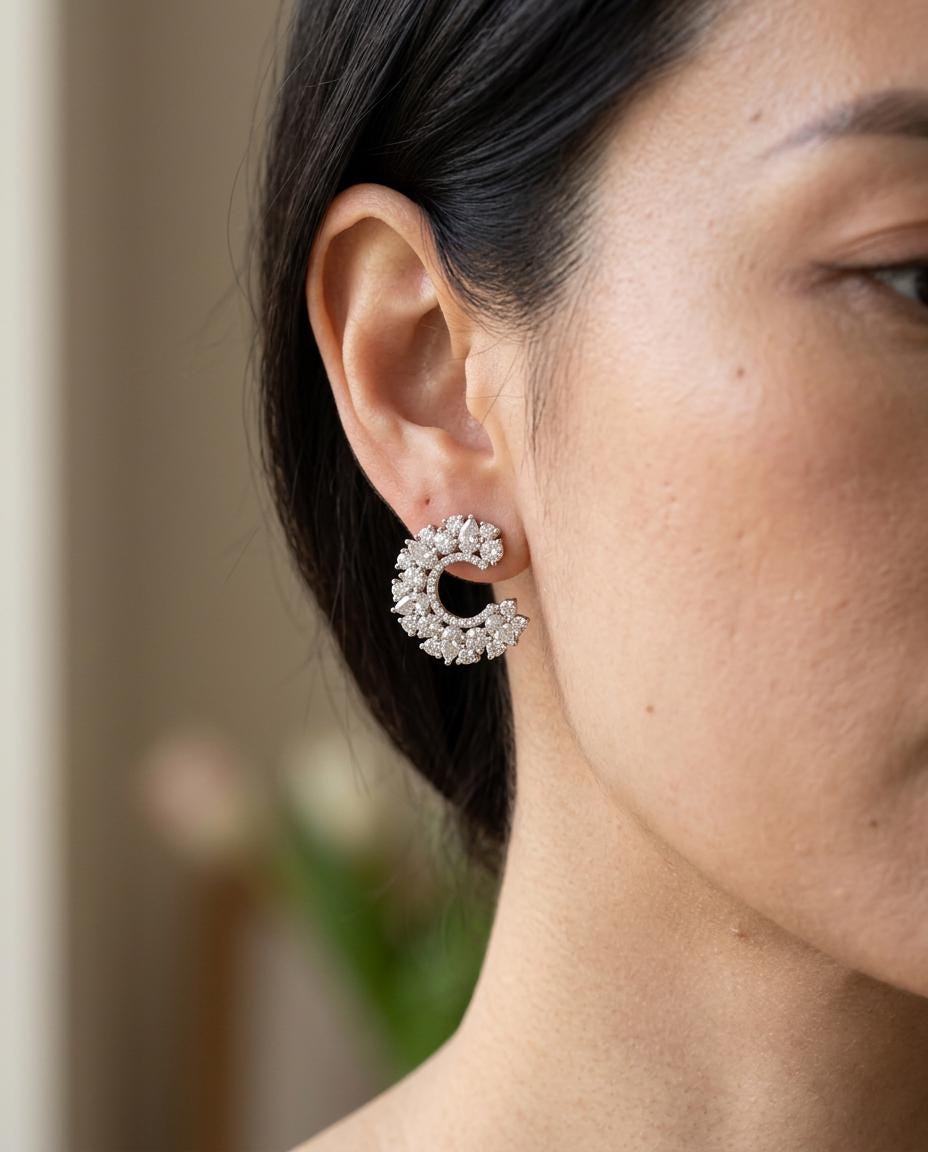 Marquise & Round Lab-Grown Diamond Hoop Earrings