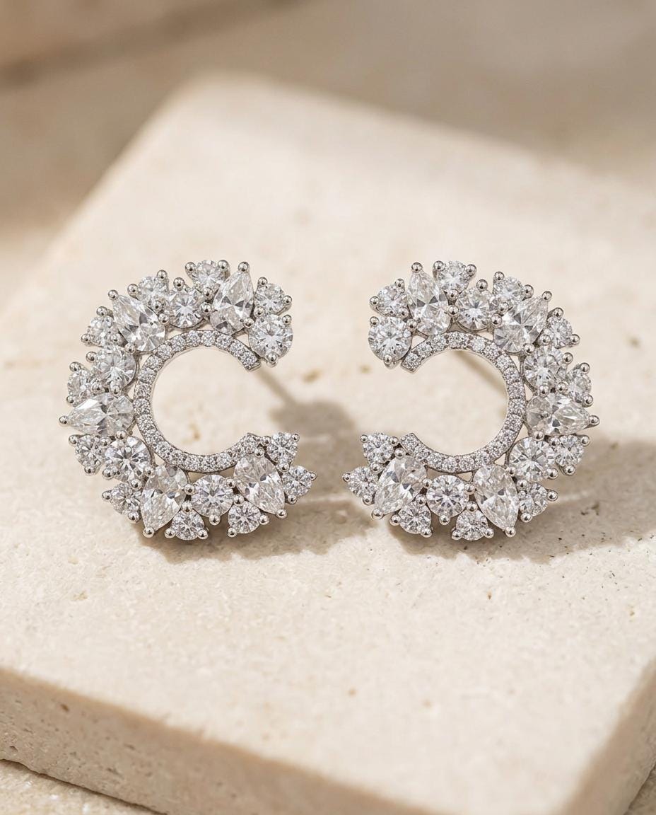 Marquise & Round Lab-Grown Diamond Hoop Earrings