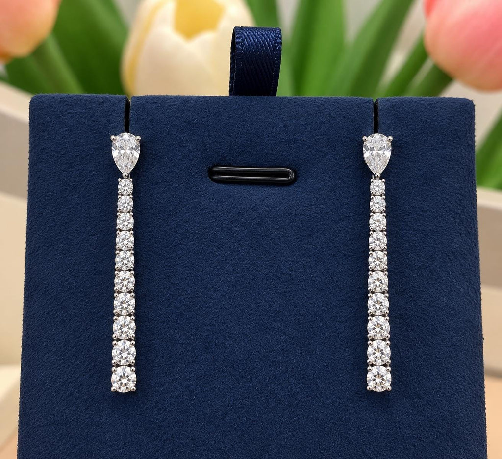 Pear Cut Diamond Drop Earrings