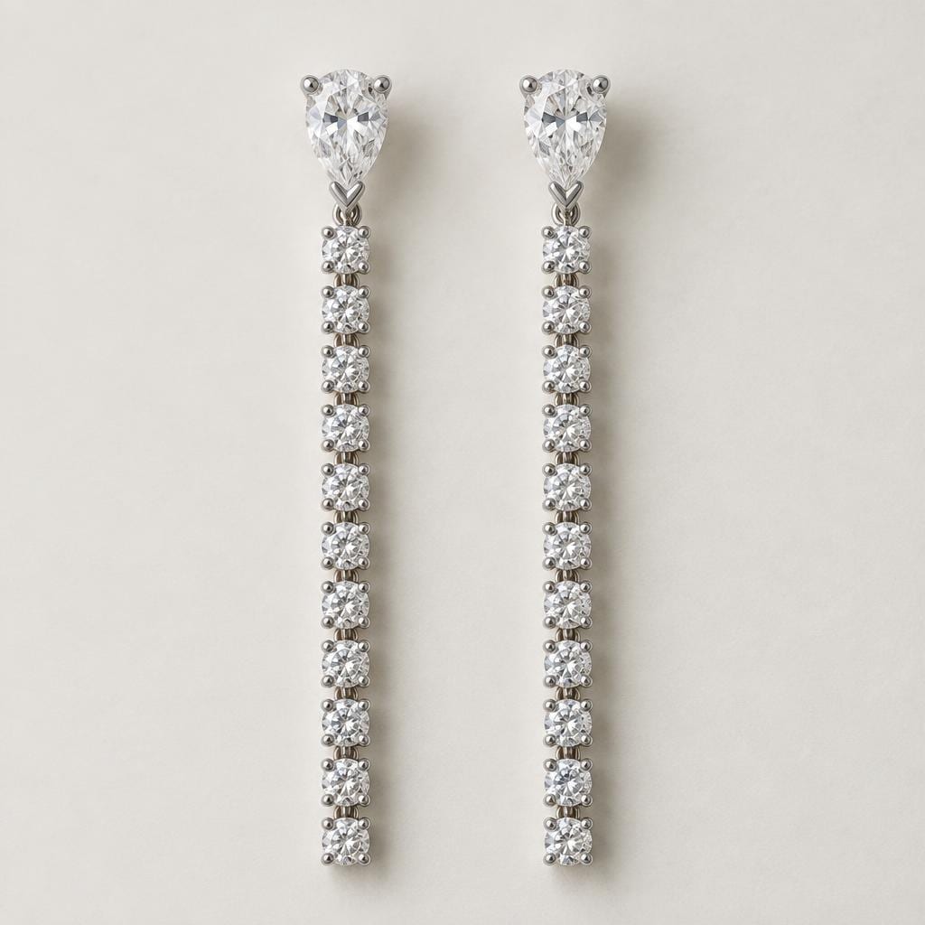 Pear Cut Diamond Drop Earrings