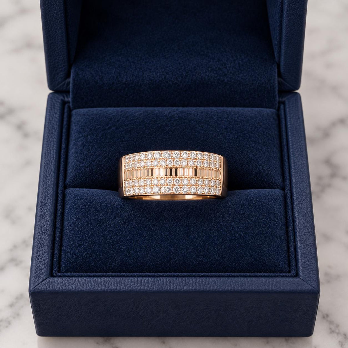 Men’s Diamond Statement Ring – Baguette & Round Pavé