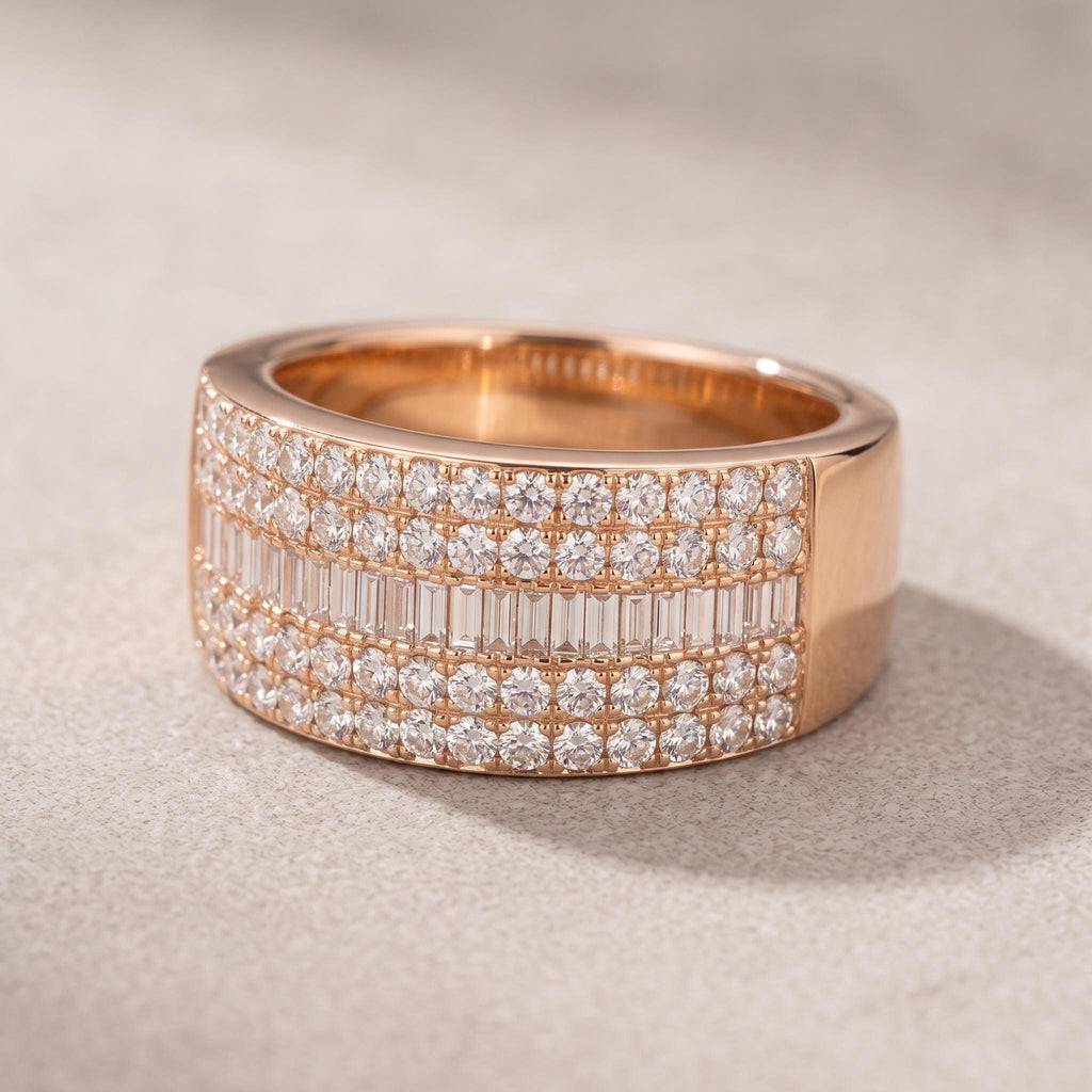 Men’s Diamond Statement Ring – Baguette & Round Pavé