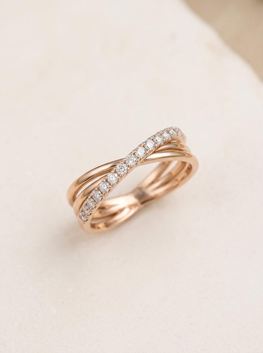 Lab-Grown Diamond Crossover Ring – Pavé Band