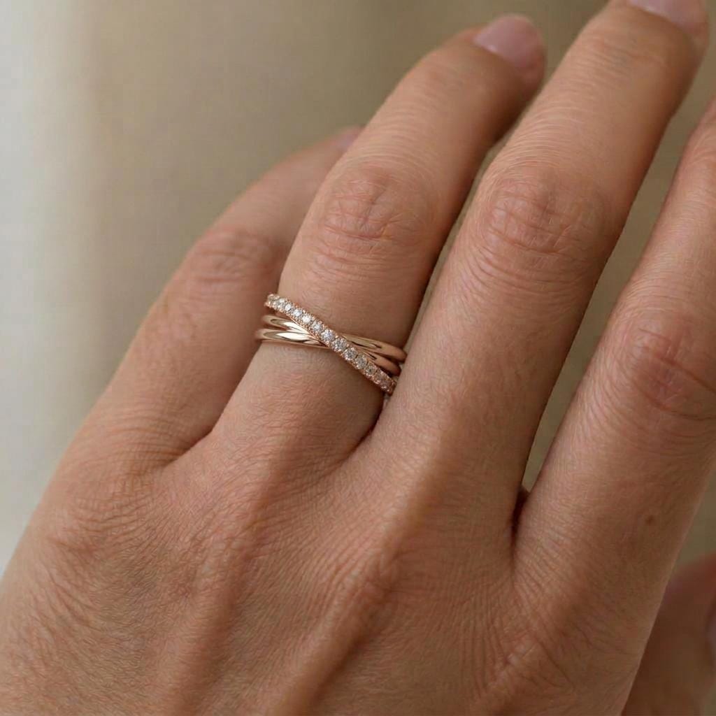 Lab-Grown Diamond Crossover Ring – Pavé Band