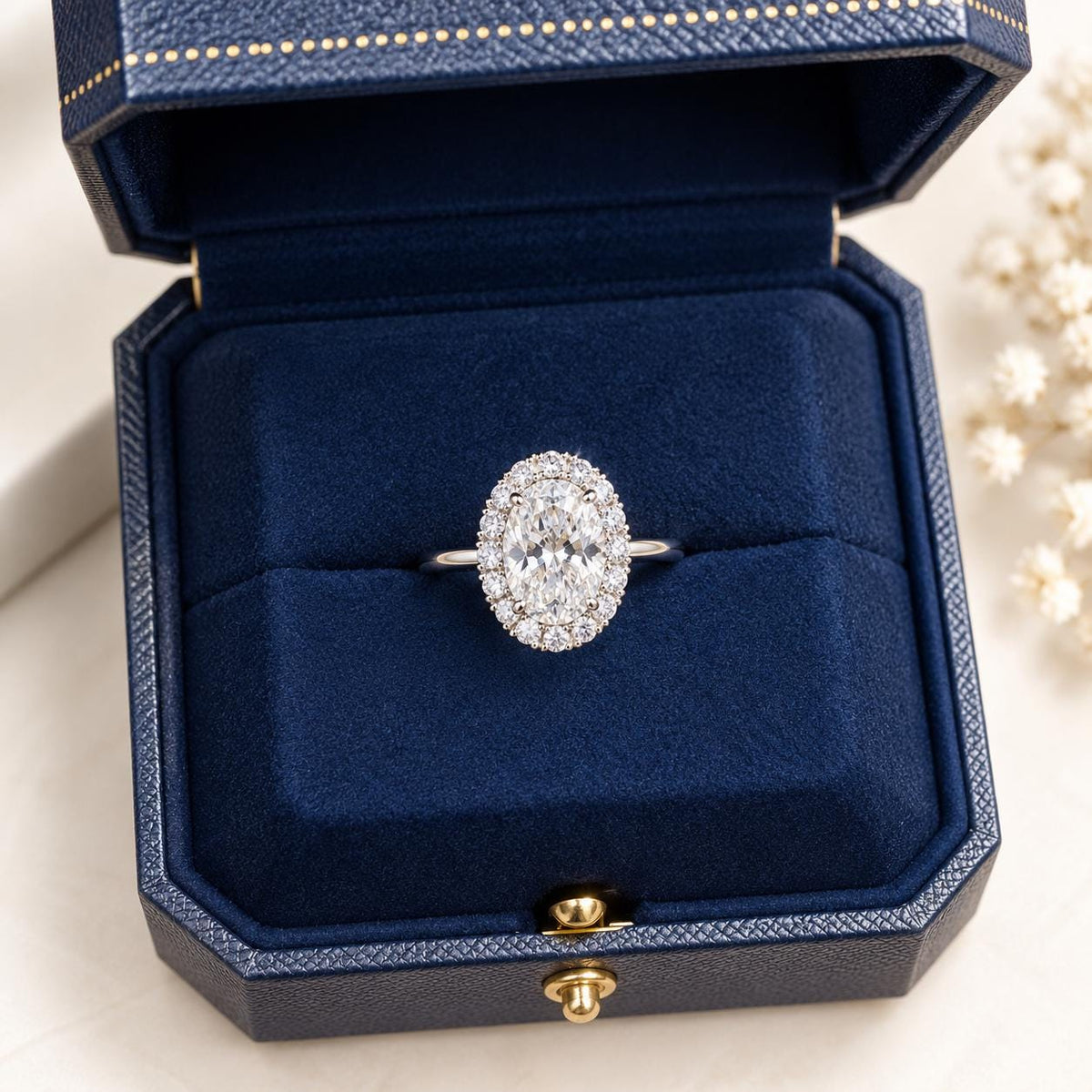 Oval Diamond Halo Engagement Ring