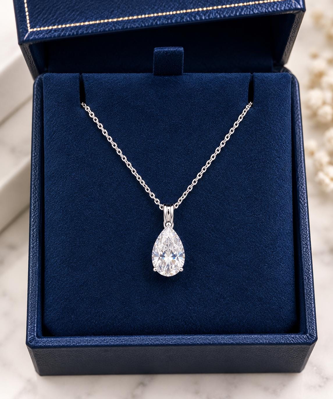 Pear Cut Diamond Pendant Necklace – Solitaire Pendant