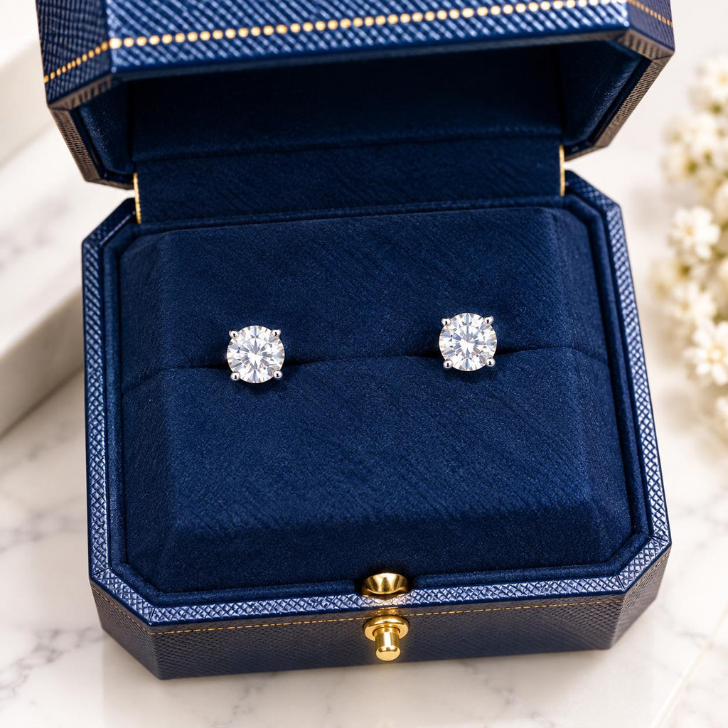 Round Diamond Stud Earrings – Solitaire Studs