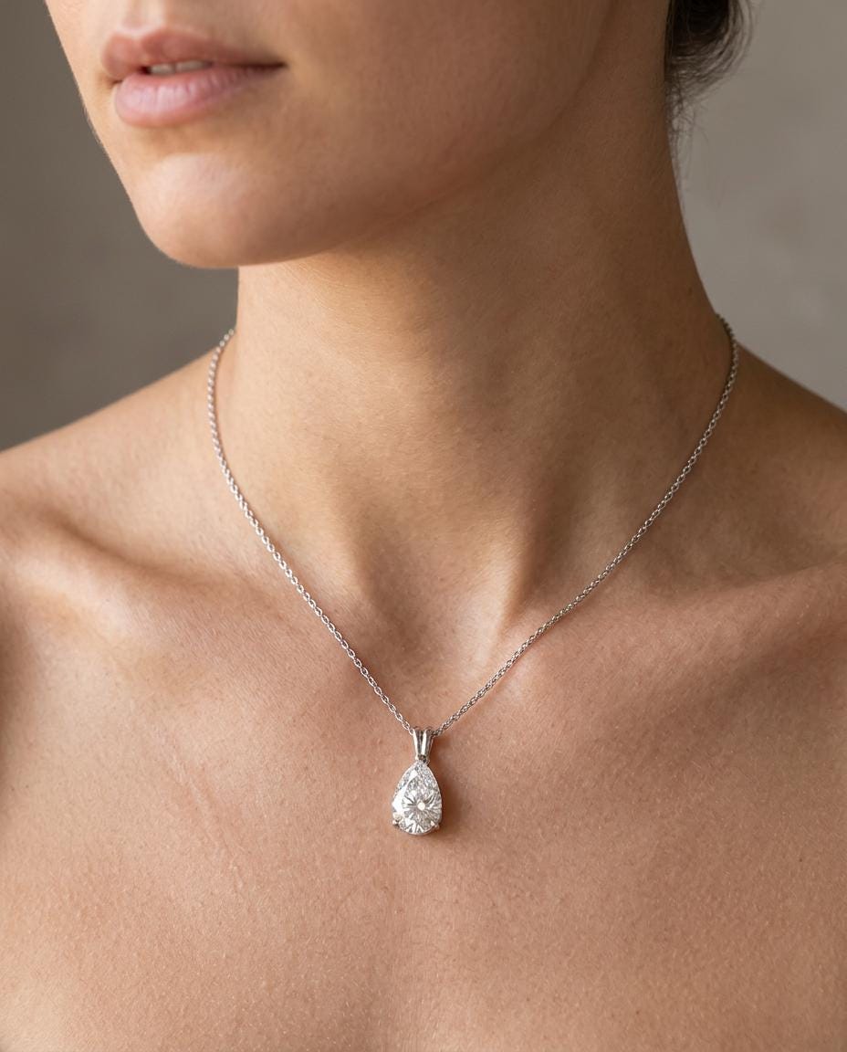 Pear Cut Diamond Pendant Necklace – Solitaire Pendant