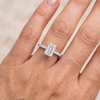 Emerald Cut Diamond Engagement Ring – Pavé Solitaire