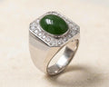 Green Gemstone Halo Ring – Diamond Accents