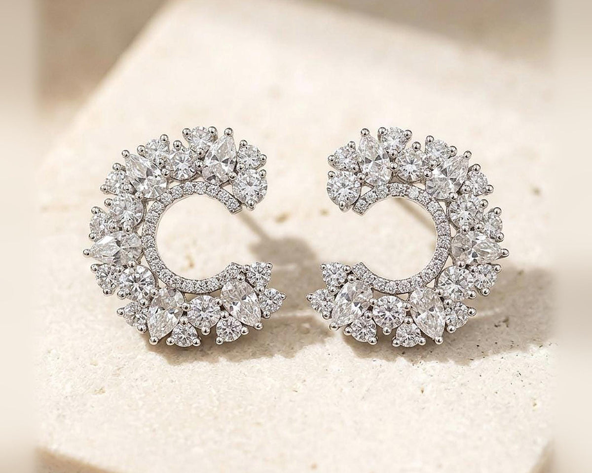 Marquise & Round Lab-Grown Diamond Hoop Earrings