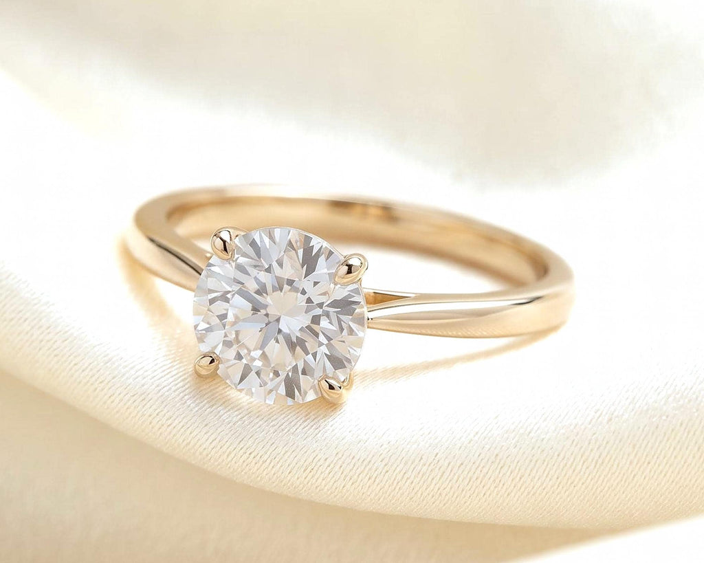 Custom Round Cut Solitaire Engagement Ring | Minimalist 4 Prong Setting
