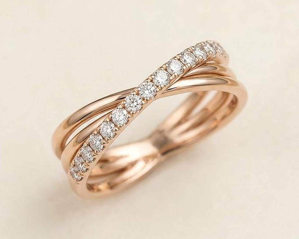 Lab-Grown Diamond Crossover Ring – Pavé Band