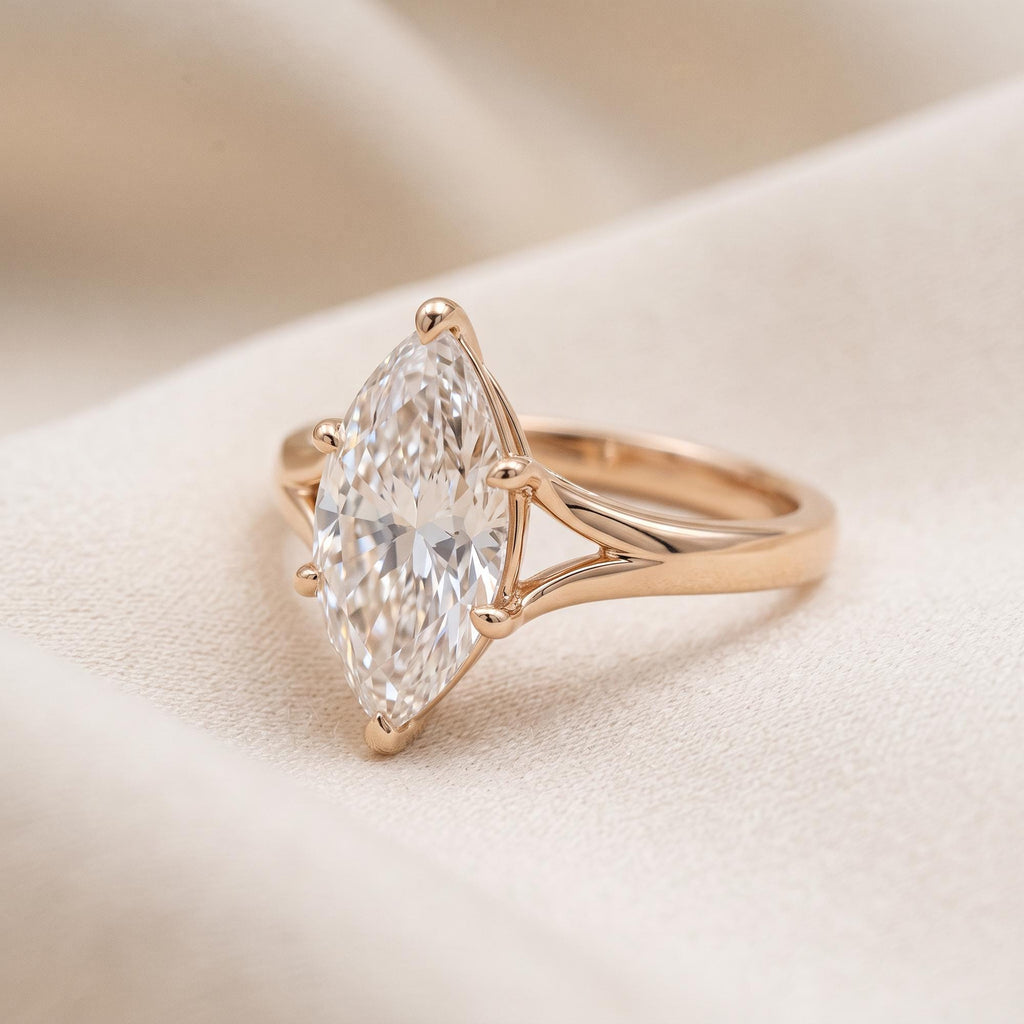 Marquise Diamond Engagement Ring – Solitaire Split Shank