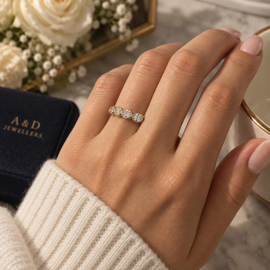 Oval Diamond Bezel Band – Seven Stone Ring