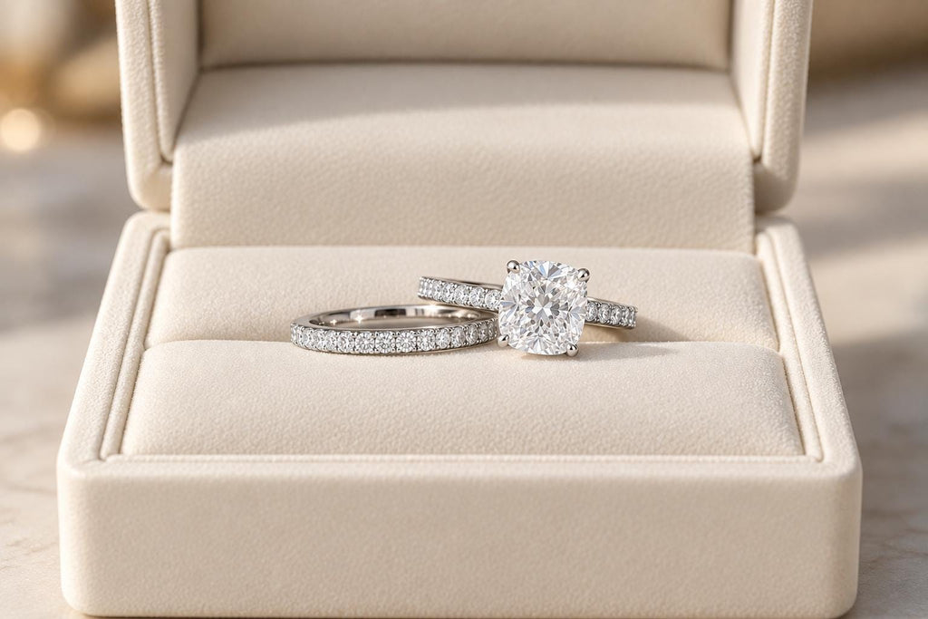 Cushion Cut Lab Grown Diamond Bridal Set
