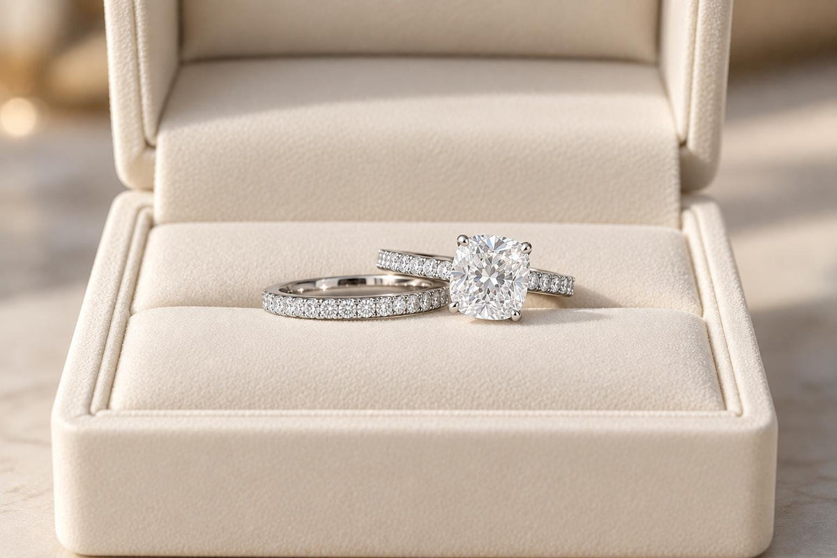 Cushion Cut Lab Grown Diamond Bridal Set