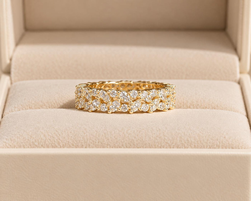 Lab-Grown Diamond Cluster Eternity Band