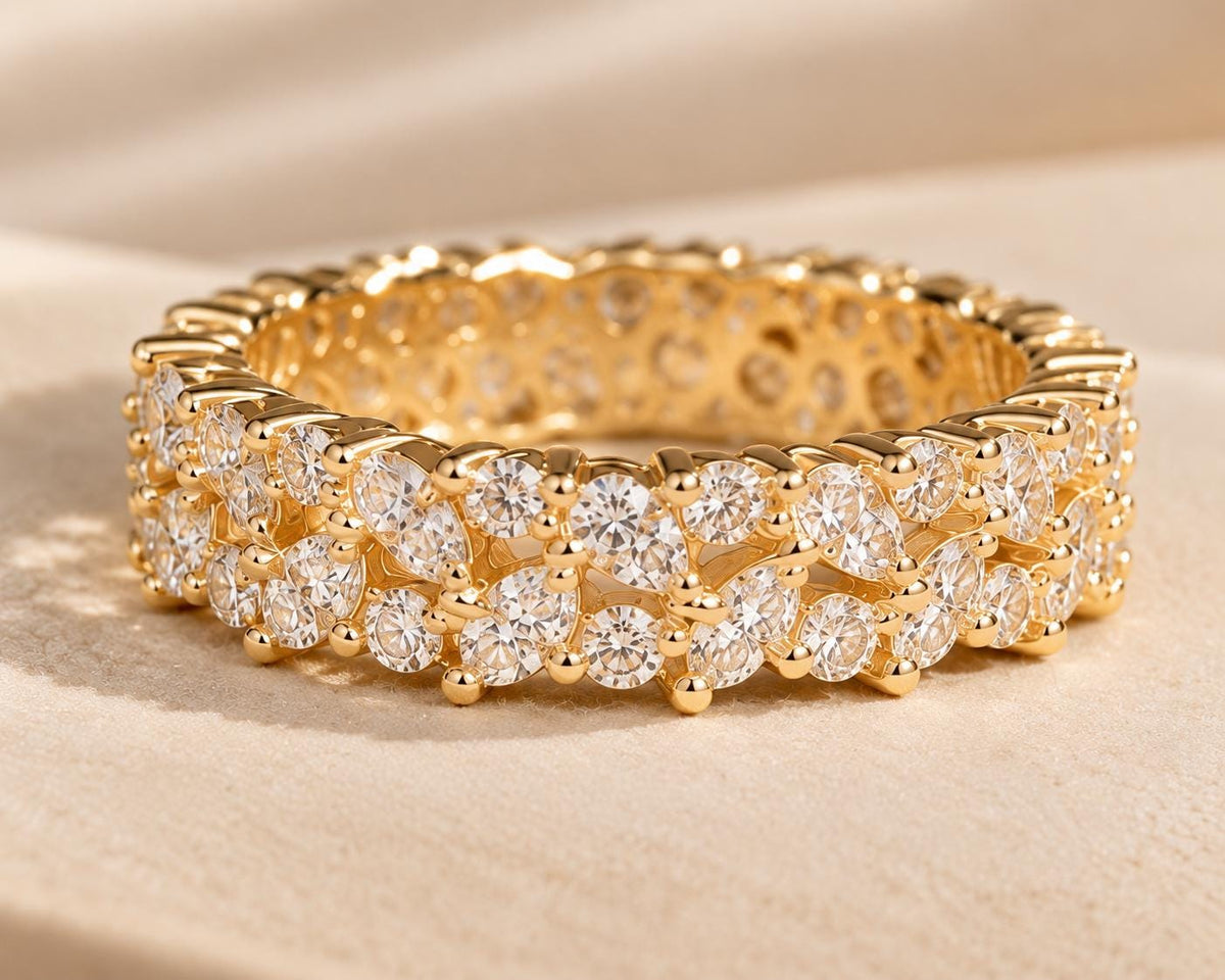 Lab-Grown Diamond Cluster Eternity Band