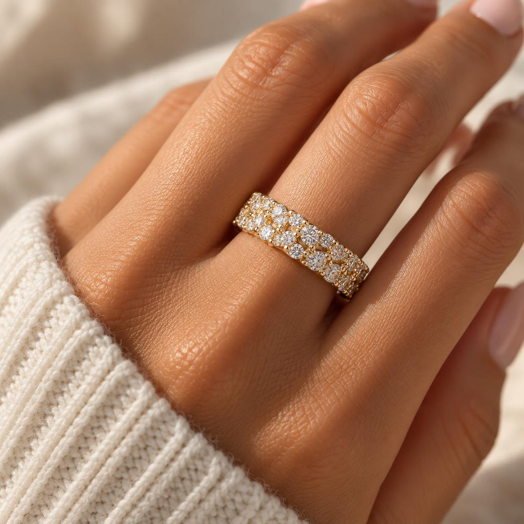 Lab-Grown Diamond Cluster Eternity Band
