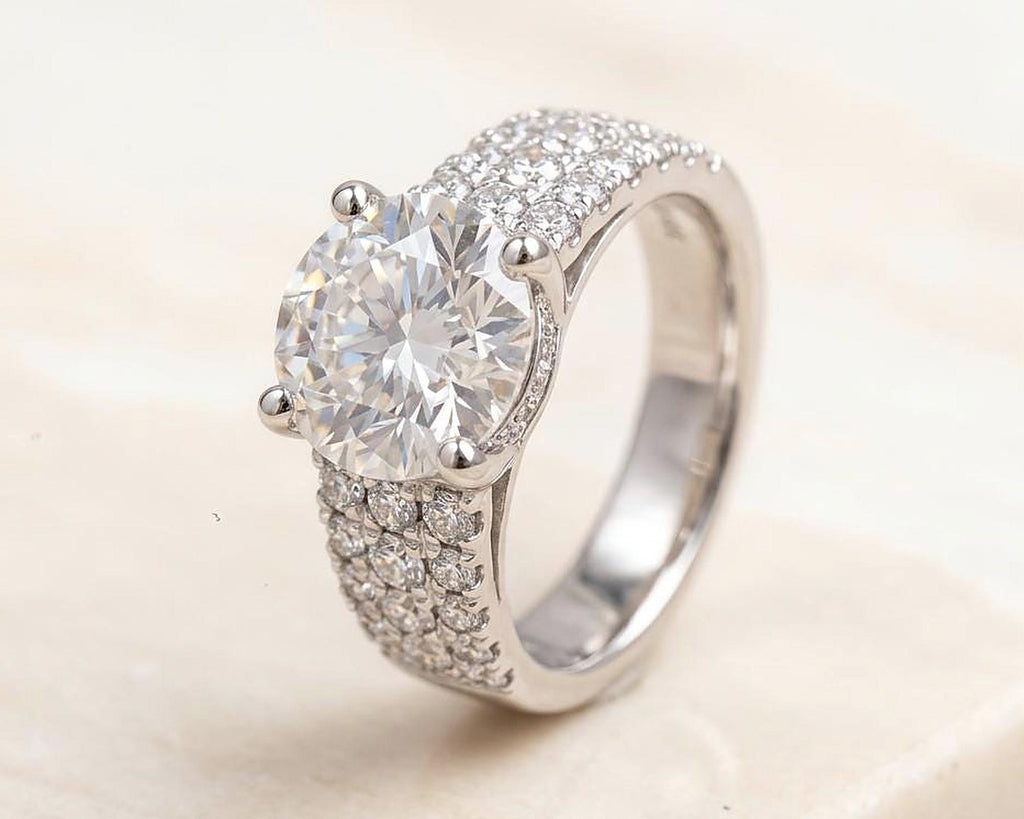 Round Diamond Engagement Ring – Solitaire with Side Stones