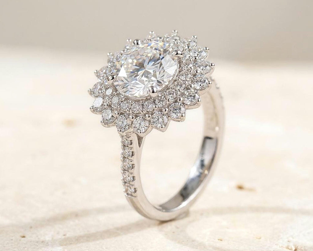 Round Diamond Engagement Ring – Floral Halo