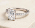 Emerald Cut Diamond Engagement Ring – Pavé Solitaire