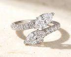 Two Marquise Diamond Toi et Moi Ring – Pavé Band, 14K/18K Gold (Custom Made)
