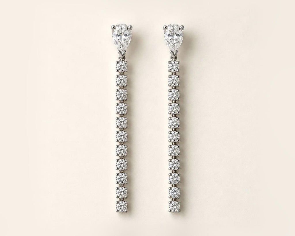Pear Cut Diamond Drop Earrings