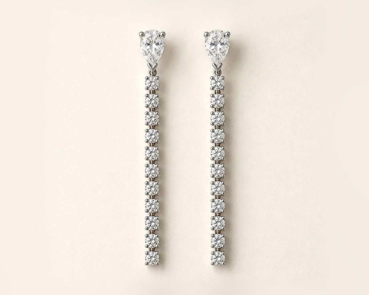 Pear Cut Diamond Drop Earrings