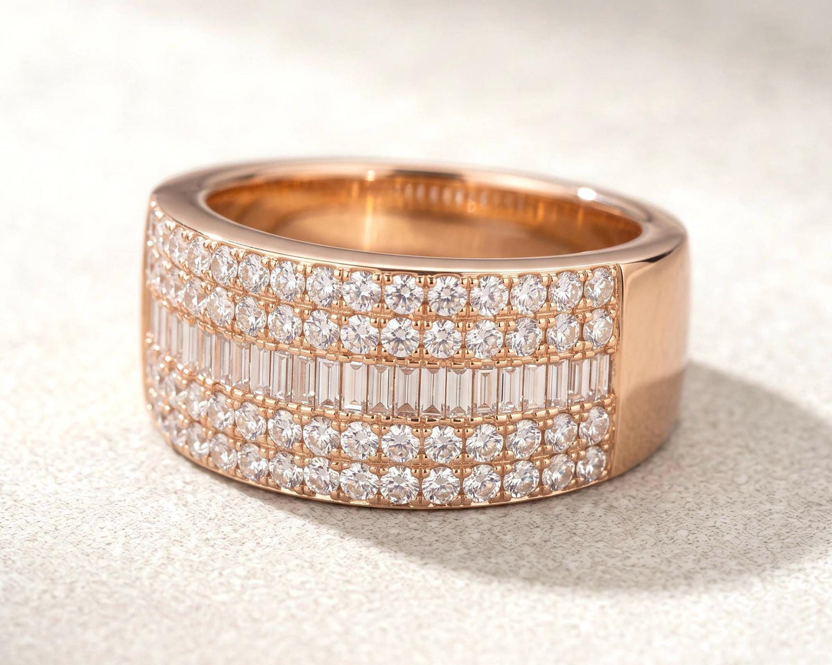 Men’s Diamond Statement Ring – Baguette & Round Pavé