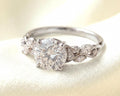 Custom Round Cut Lab-Grown Diamond Engagement Ring | Floral Leaf Band (14K/18K Gold)