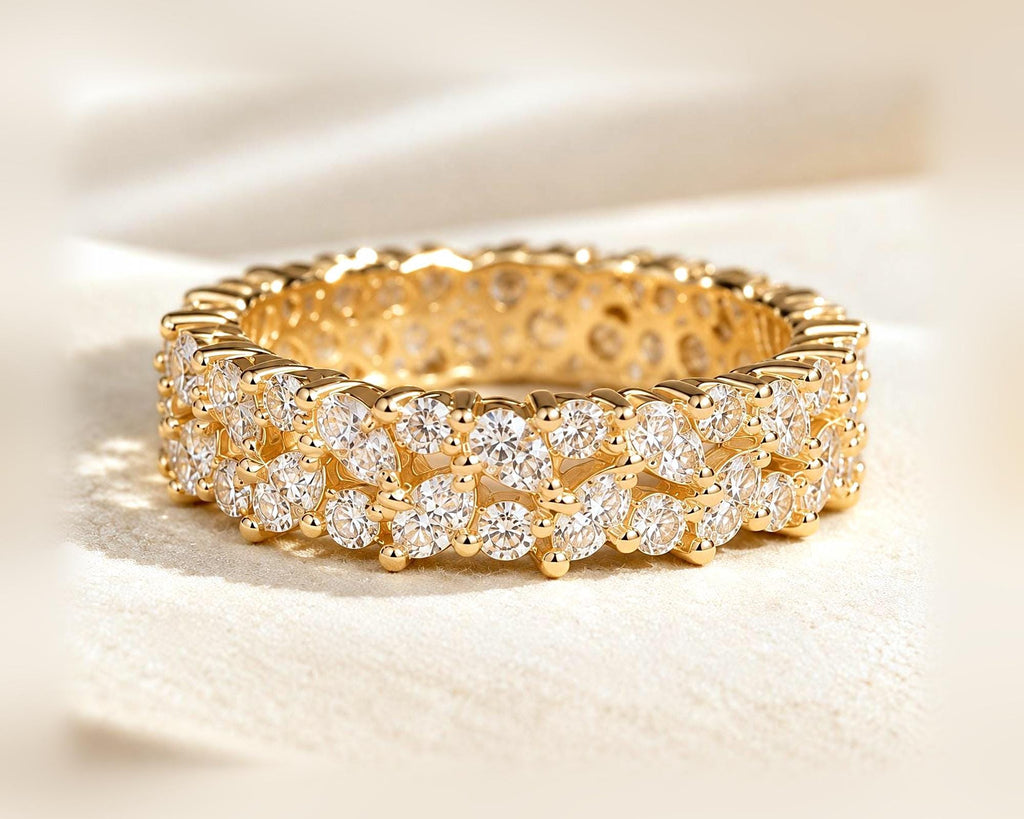 Lab-Grown Diamond Cluster Eternity Band