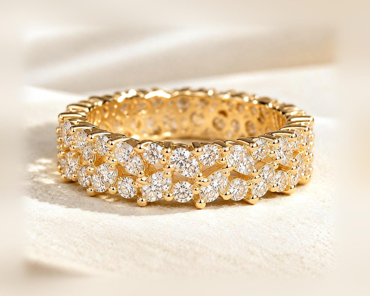 Lab-Grown Diamond Cluster Eternity Band