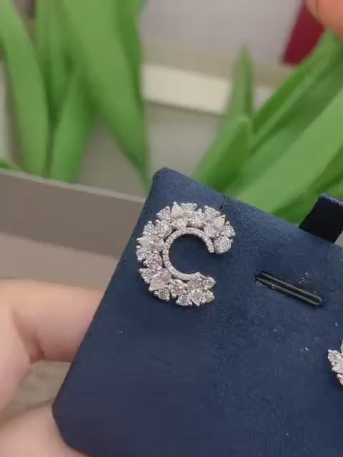 Video of the Marquise & Round Lab-Grown Diamond Hoop Earrings